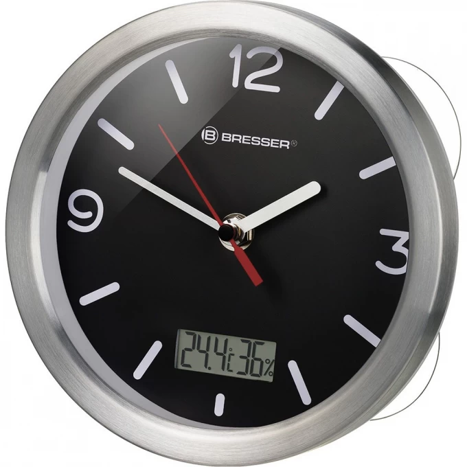 Часы BRESSER MyTime Bath RC, водонепроницаемые, черные 74611 Часы BRESSER MyTime Bath RC, водонепроницаемые, черные 74611
